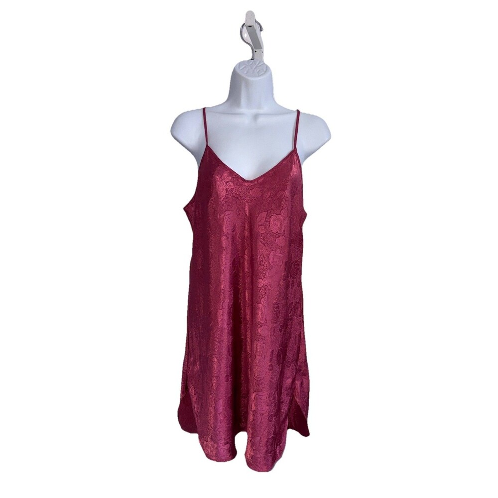 Vintage Cachet Chemise Slip Dress Satin Rose Pink Size Medium Y2K Lingerie